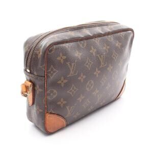Louis Vuitton Bag Brown Leather Monogram Canvas Shoulder Trocadero